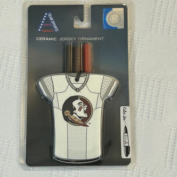 Florida State Seminoles Ceramic Jersey Color Me Ornament With Markers FSU TSA - Picture 2 of 9